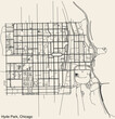 Detailed hand-drawn navigational urban street roads map of the HYDE PARK COMMUNITY AREA of the American city of CHICAGO, ILLINOIS with vivid road lines and name tag on solid background