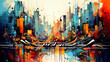 The concept of music rhythm of the city abstract