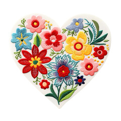 heart shape embroidered patch isolated on transparent background remove png, clipping path, pen tool