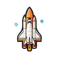 embroidered rocket patch badge isolated on transparent background remove png, clipping path, pen too