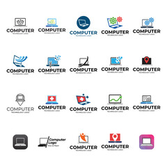 Poster - Set of Laptop Computer Technology logo designs concept, Fast Computer logo designs concept vector