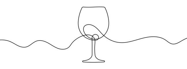 Wall Mural - continuous line drawing of wine glass. single line wine glass icon.