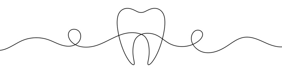 Canvas Print - continuous line drawing of tooth. single line tooth icon.