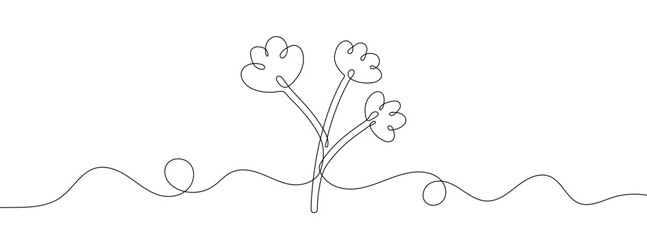 Wall Mural - continuous line drawing of flower. single line plant icon.