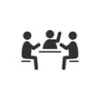 © Matsabe - A gathering of people around a table. Negotiation, discussion. Monochrome black and white icon