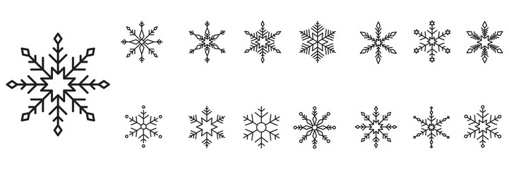 Icon set of snowflake. Trendy outline symbols for mobile apps and website design. Premium pack of icons in trendy line style.