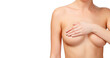 © Nobilior - Woman controlling her breast for cancer, isolated. Female healthcare concept.