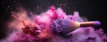 Pink Purple Powder Explosion With Makeup Brush,