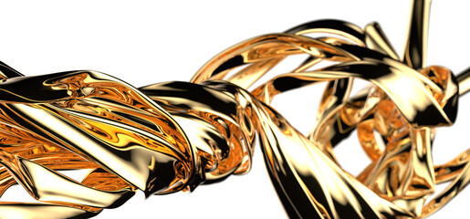 Wall Mural - Golden Luxury: Abstract 3D Gold Cloth Illustration for Sumptuous Designs