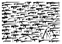 Firearms Silhouette Set. Weapon. Black Guns. Vector Illustration