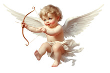 Cupid Flying And Shooting His Arrow Illustration Isolated On A Transparent Background