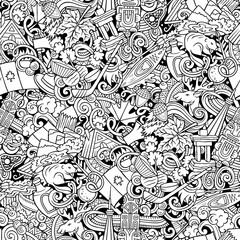 Wall Mural - Cartoon doodles Canada seamless pattern