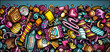 © balabolka - Cartoon vector doodle Candies banner design
