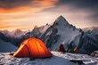 a tent on a snowy mountain