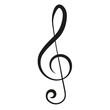 Outline treble clef icon on white background. Editable stroke. Music note glyph, violin key pictogram. Vector graphics.