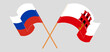 Crossed and waving flags of Russia and Gibraltar