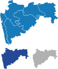 Canvas Print - Set maps of Maharashtra state