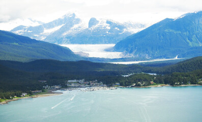 Poster - Aerial view of Juneau, Mendenhall Glacier, Alaska, United States