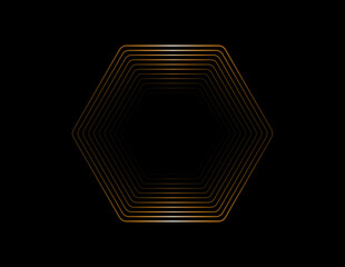 Wall Mural - gold luxury hexagon on black background