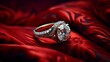 magnified view reveals a diamond engagement ring's intricate details, as it rests on the plush surface of a velvet cushion. Generative AI	
vor 4 Tagen 