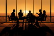 © waranyu - Business meeting, Silhouette, city background