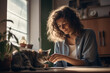 A woman with her cat