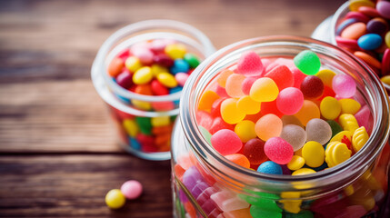 Poster - colorful candy in a glass jar