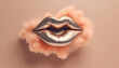 sinnlichkeit, lippen, kussmund, peach, fuzz, hintergrund, konzept, mund, lippenstift, kosmetik, abstrakt, close-up, farbe des jahres, 2024, weiblich, sexy
