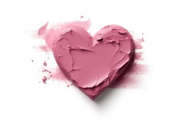 Wall Mural - Lipstick smudge  heart shape texture on white background