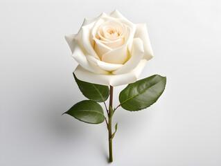 Wall Mural - A single white rose on a white background,