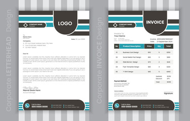 Set abstract creative latterhead and invoice template