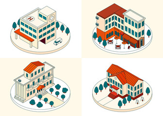 Sticker - Isometric city composition set