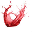 Flying Red water splash close up isolate transparent white background