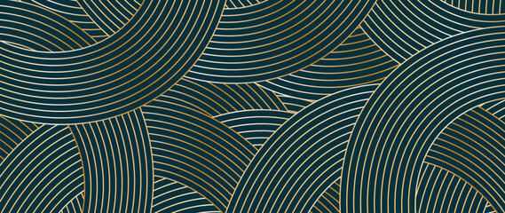 Gold patterns Art Deco patterns. Geometric shapes and lines, abstract luxury gold design. Gold elements isolated on blue background. Design for posters, banner, invitations.