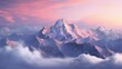 © Neda Asyasi - Panoramic view of snow covered beautiful mountain peaks. Pink morning light on snow mountains