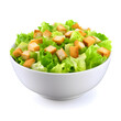 Fresh salad with croutons in a bowl isolated on a white background. AI Generative