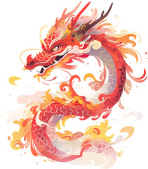 Wall Mural - Fantasy Chinese dragon, isolated cartoon illustration. Illustrations are available