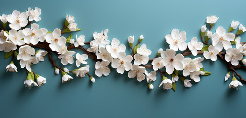 Wall Mural - flowers on a blue background