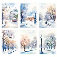 Sticker - winter, snow, landscape, cold, seasonal, nature, frost,