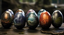 Painted Colored Easter Eggs, Concept Of Easter, Holiday