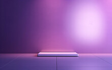 Sfondo Minimalista Vuoto Per Inserimento E Promozione Di Prodotto, Luce Finestra , , Luce Su Muro Color Viola, Colori Tono Su Tono Armonici 