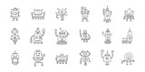 Fototapeta Koty - Funny robots characters. Childish style, icons collection for your design