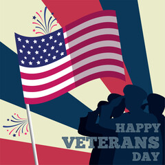 Colored vintage veteran day template Vector