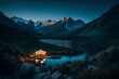 Mountains and beautiful nature with night 
