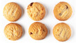 Assorted cookies isolated on white background. Top view.