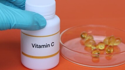 Poster - Vitamin C in a bottle, Food supplements for health, Health and beauty product