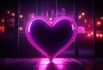 the neon heart signs are on a dark purple background generative AI