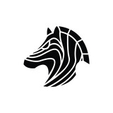 Fototapeta Konie - Black zebra logo animal silhouette illustration