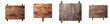 set old wood brown bord isolated on transparent background