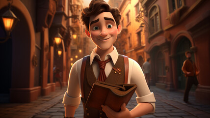 cartoon man background portrait illustration n